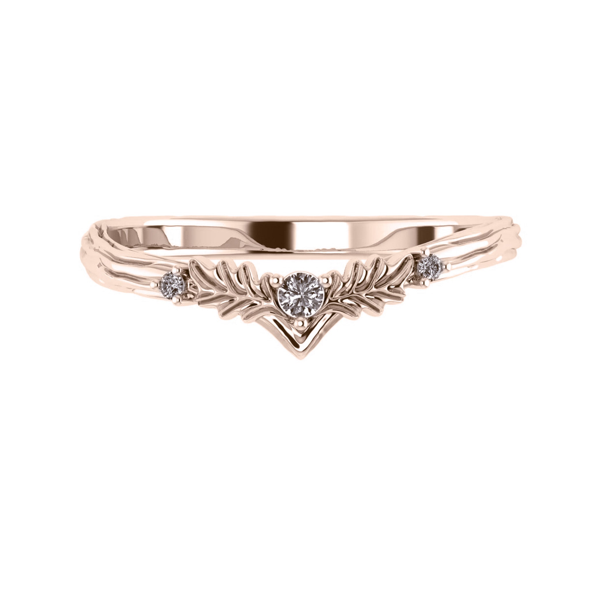 Oak leaves wedding ring / matching band for Silviya - Eden Garden Jewelry™