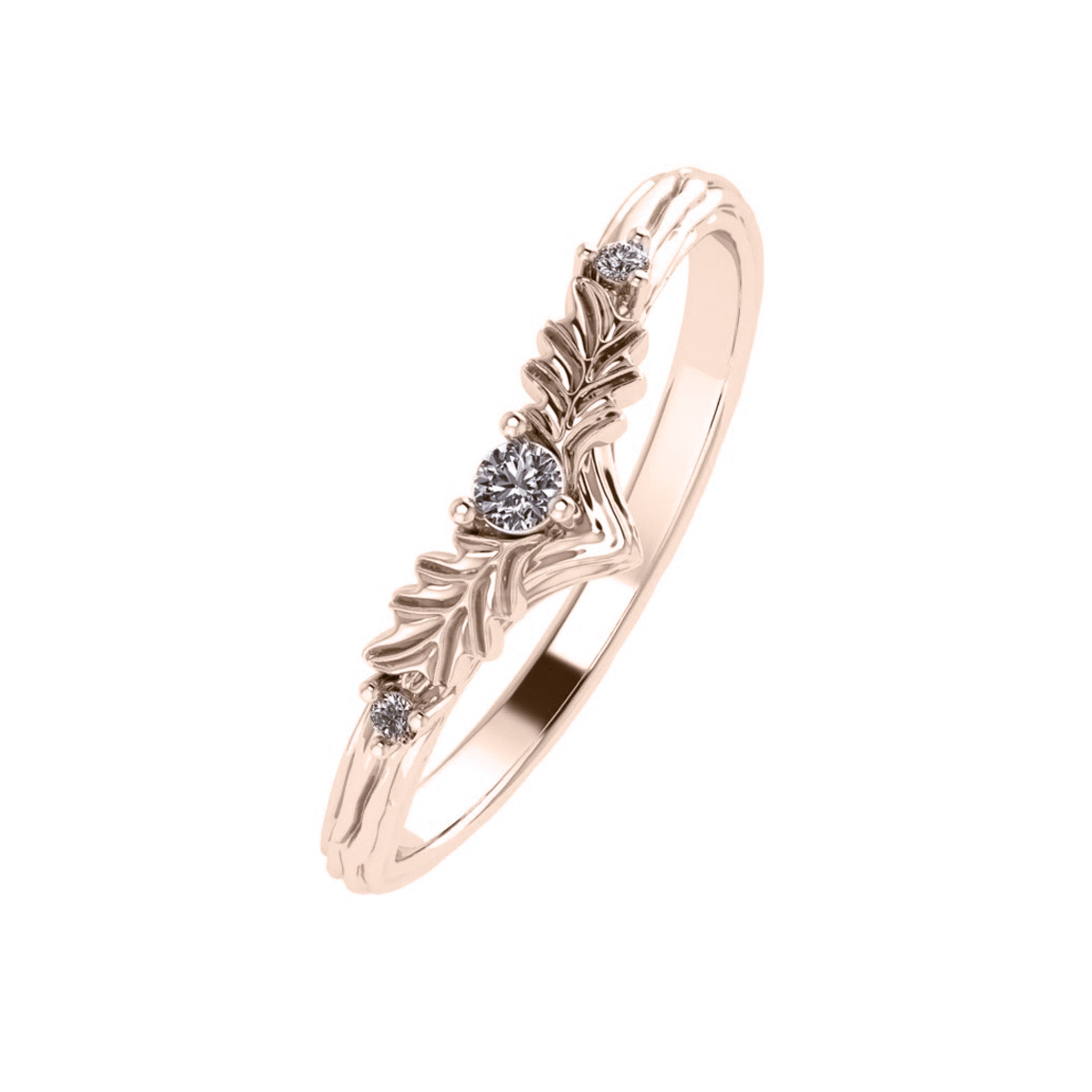 Oak leaves wedding ring / matching band for Silviya - Eden Garden Jewelry™