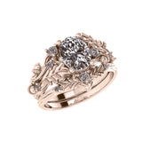 Oak leaves wedding ring / matching band for Silviya - Eden Garden Jewelry™