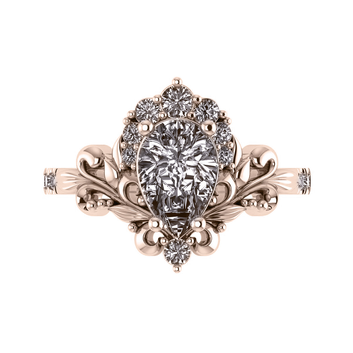 Sophie | engagement ring setting for pear cut gemstone 9x6 mm - Eden Garden Jewelry™