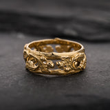 READY TO SHIP: Oak leaves and acorns wedding band 7mm width, AVAILABLE RING SIZE: 8.5 - 11.5 US