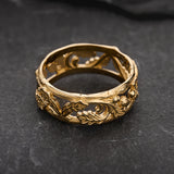 READY TO SHIP: Oak leaves and acorns wedding band 7mm width, AVAILABLE RING SIZE: 8.5 - 11.5 US