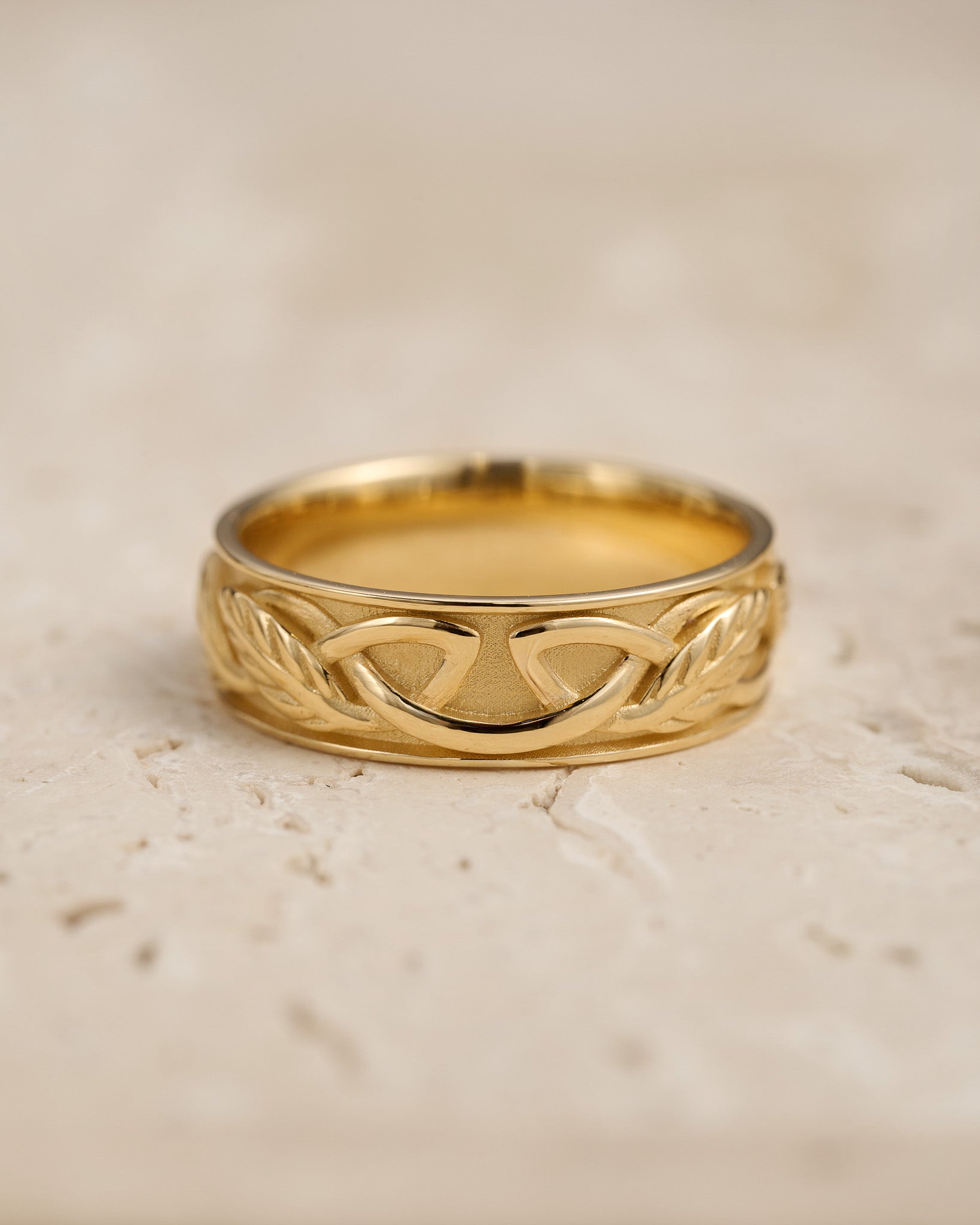 Mens Celtic Knot Wedding Band Irish Inspired Ring |14K Gold Ring