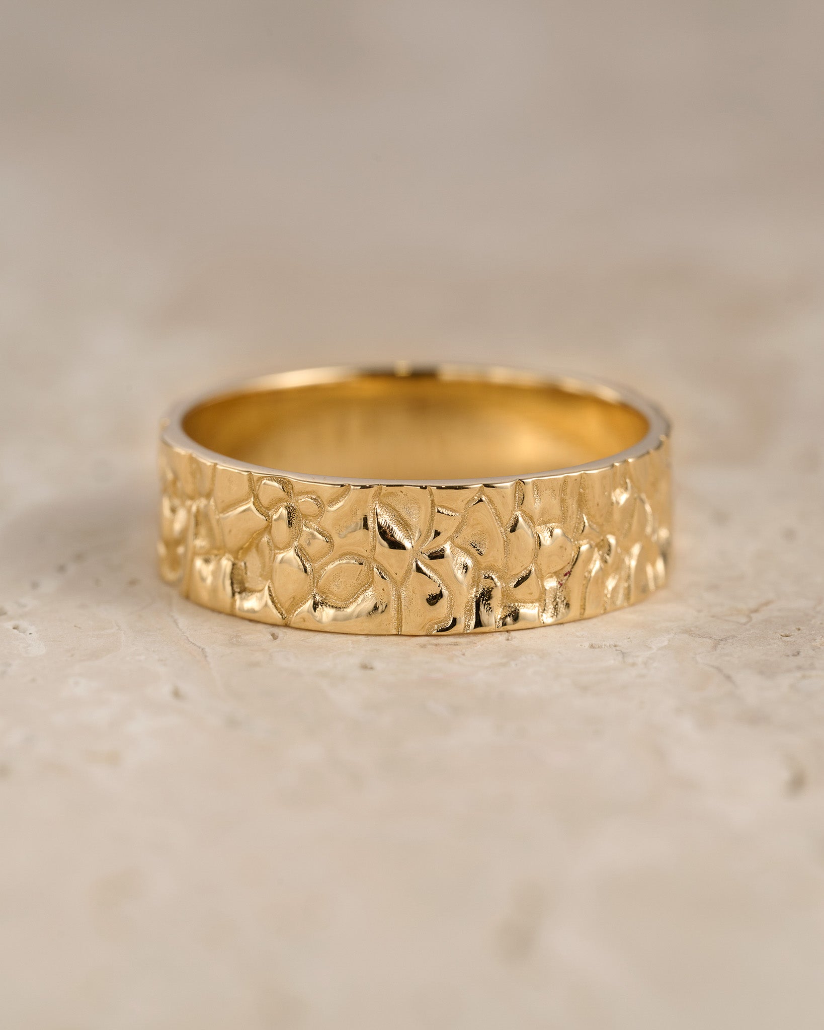 Wedding bands set for couple, rock textured rings - Eden Garden Jewelry™