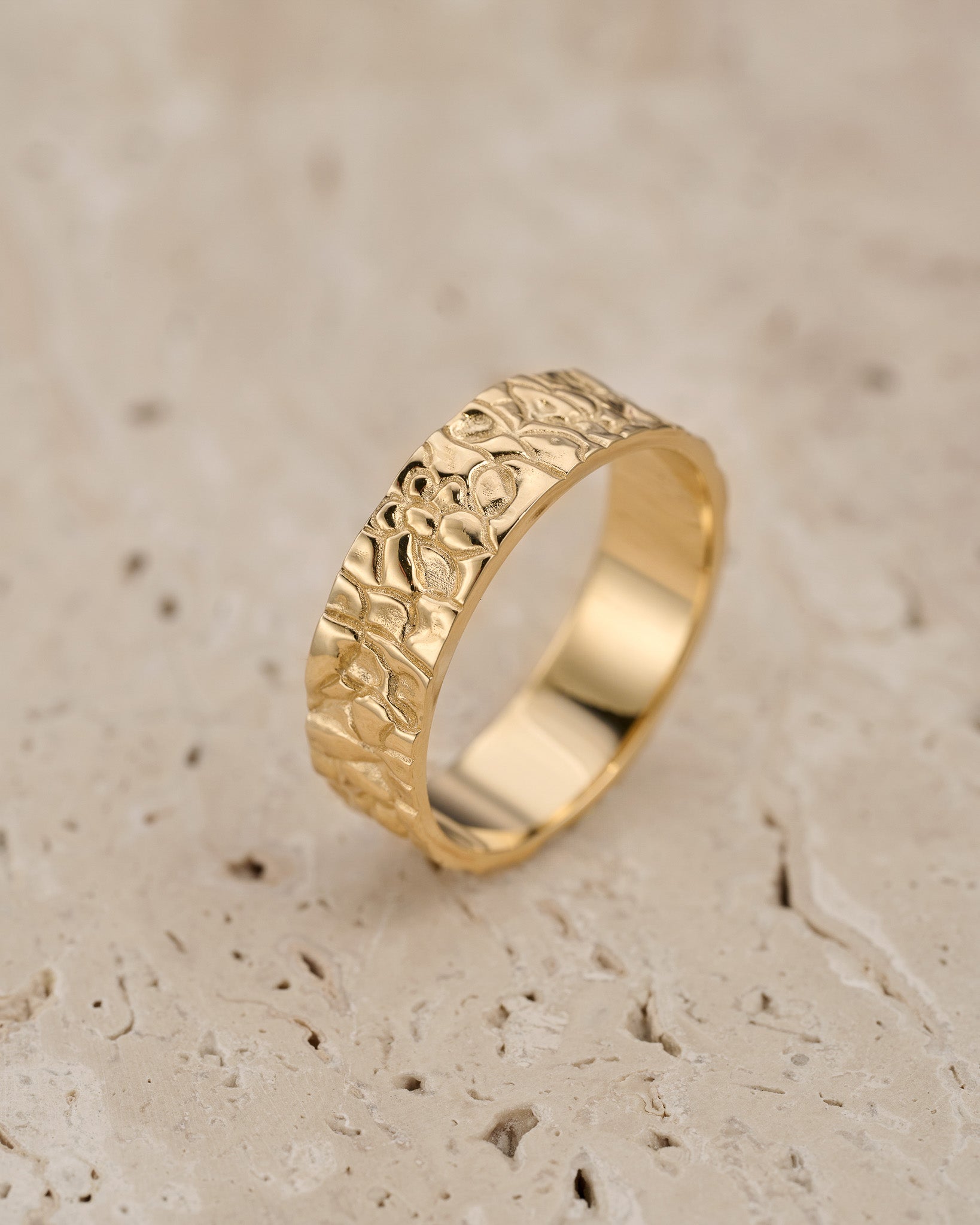 Wedding bands set for couple, rock textured rings - Eden Garden Jewelry™