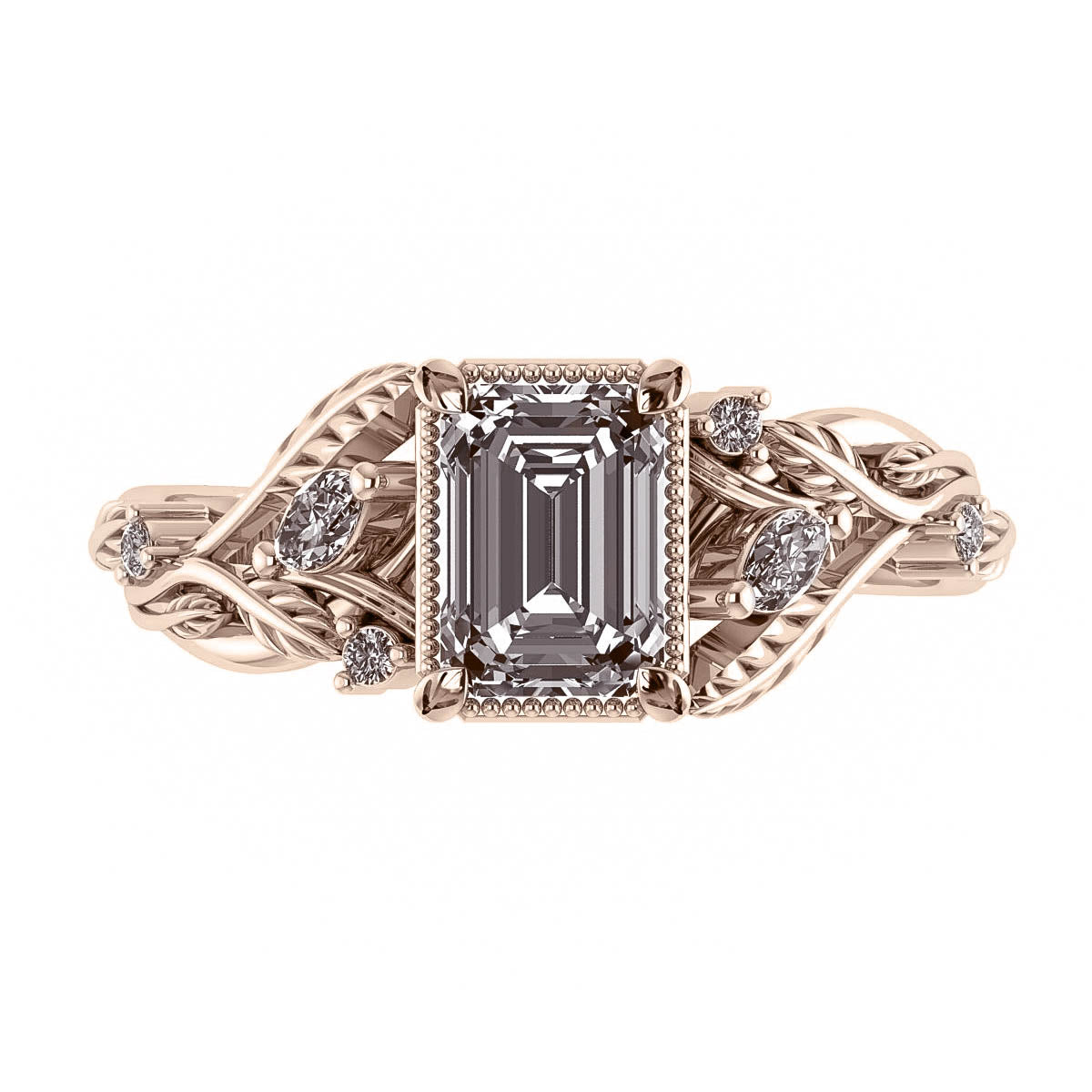 Patricia asymmetric | engagement ring setting with emerald cut gemstone 7x5 mm - Eden Garden Jewelry™