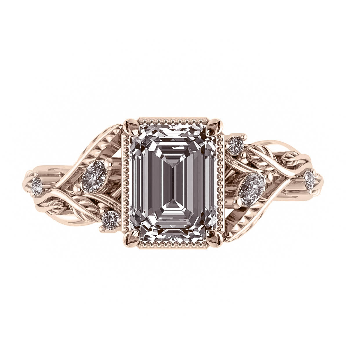 Patricia asymmetric | engagement ring setting with emerald cut gemstone 8x6 mm - Eden Garden Jewelry™