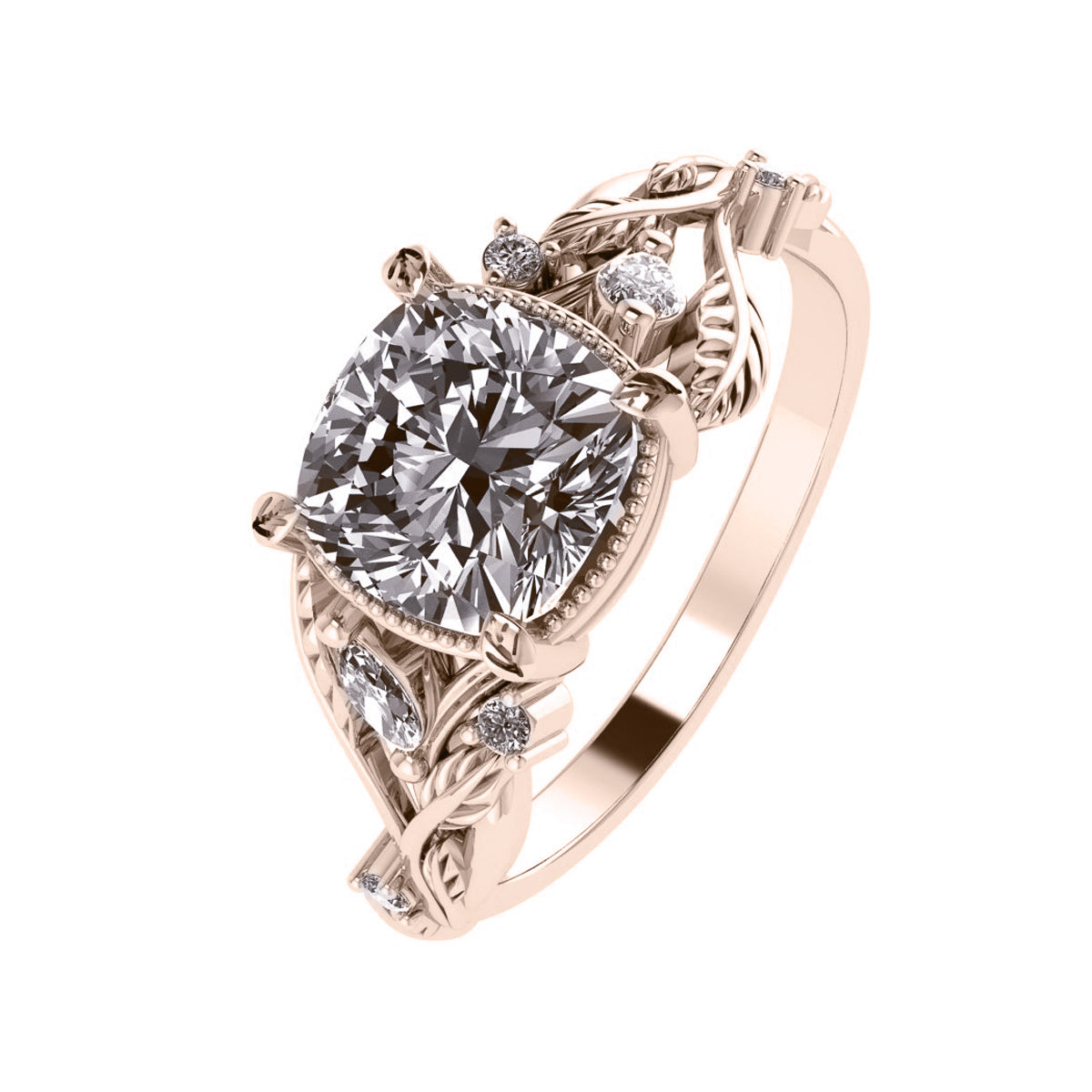 Patricia asymmetric | engagement ring setting for 7 mm cushion cut gemstone - Eden Garden Jewelry™