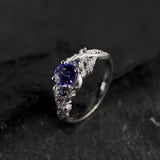 READY TO SHIP: Japanese Maple ring in 14K white gold, natural purple tanzanite with accent lab sapphires & natural tanzanites, 6mm, RING SIZE 5.5 - 8.5 US - Eden Garden Jewelry™
