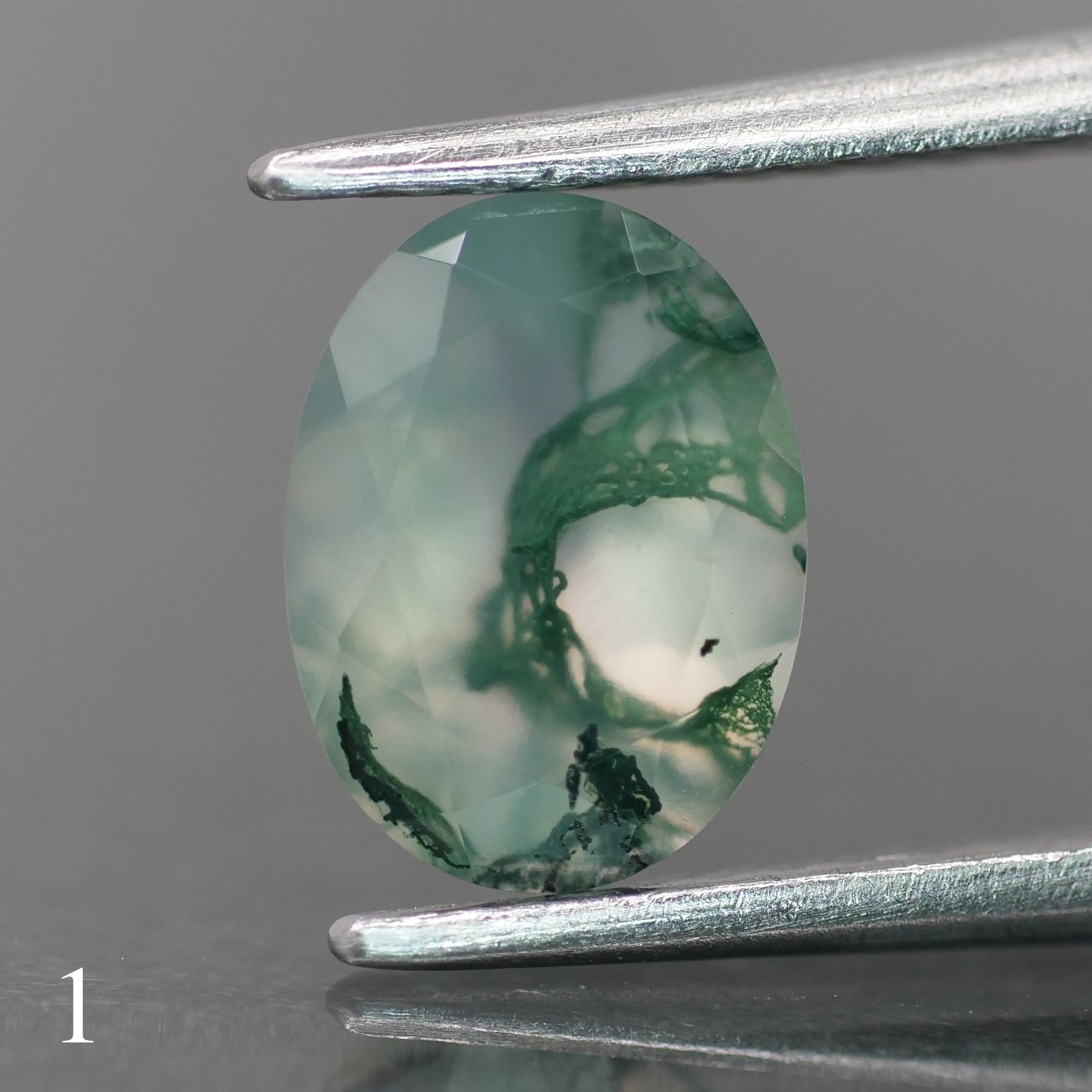 Moss agate | green color, oval-cut, 8x6mm, 1.1ct - choose yours