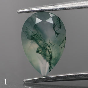 Moss agate | green color, pear-cut, 10x7mm, 1.6ct - choose yours