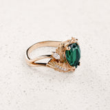 READY TO SHIP: Adonis engagement ring with lab-grown emerald and diamonds, 14K yellow gold, AVAILABLE RING SIZE 5.5 - 8.5 US - Eden Garden Jewelry™