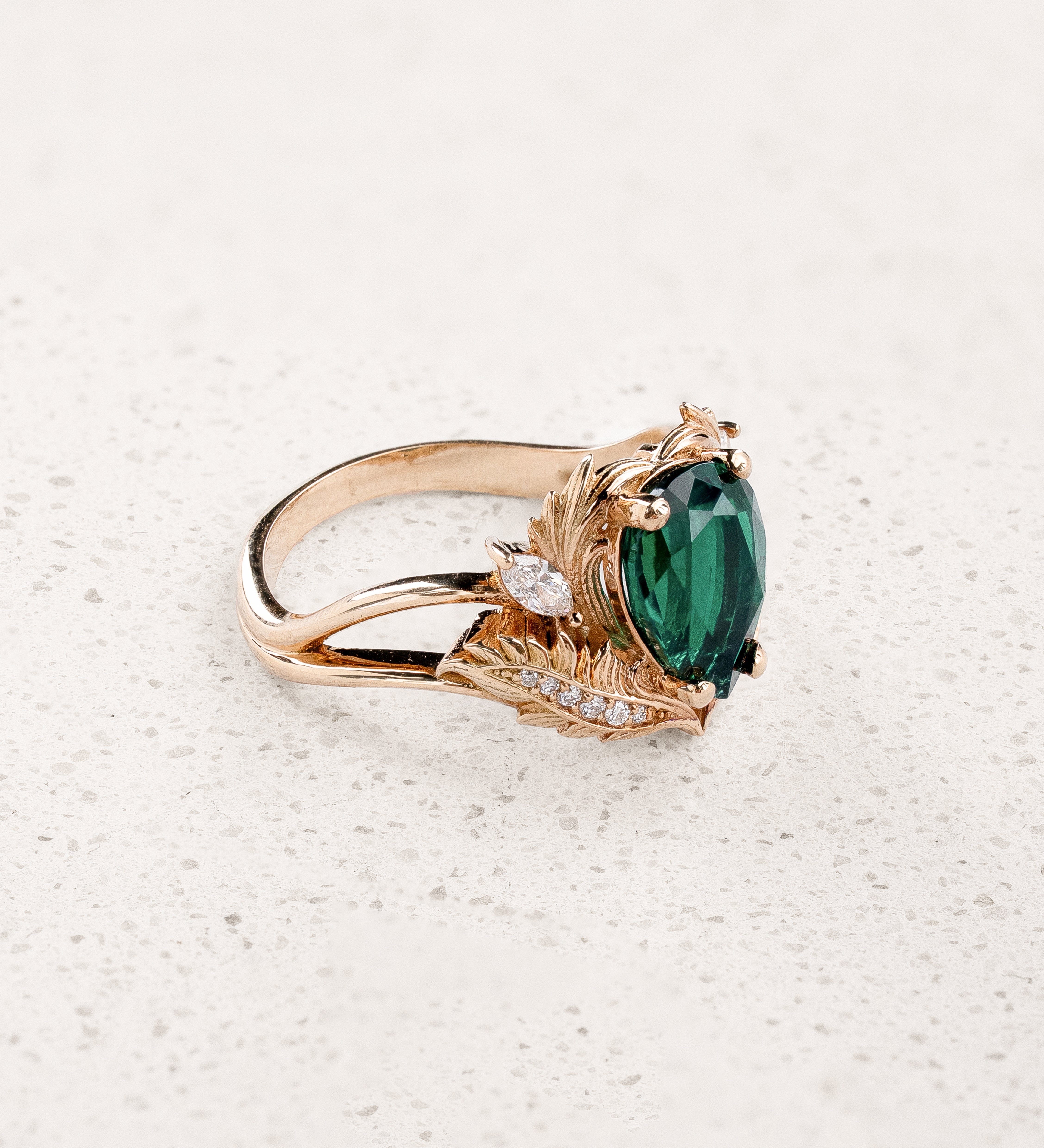 READY TO SHIP: Adonis engagement ring with lab-grown emerald and diamonds, 14K yellow gold, AVAILABLE RING SIZE 5.5 - 8.5 US - Eden Garden Jewelry™
