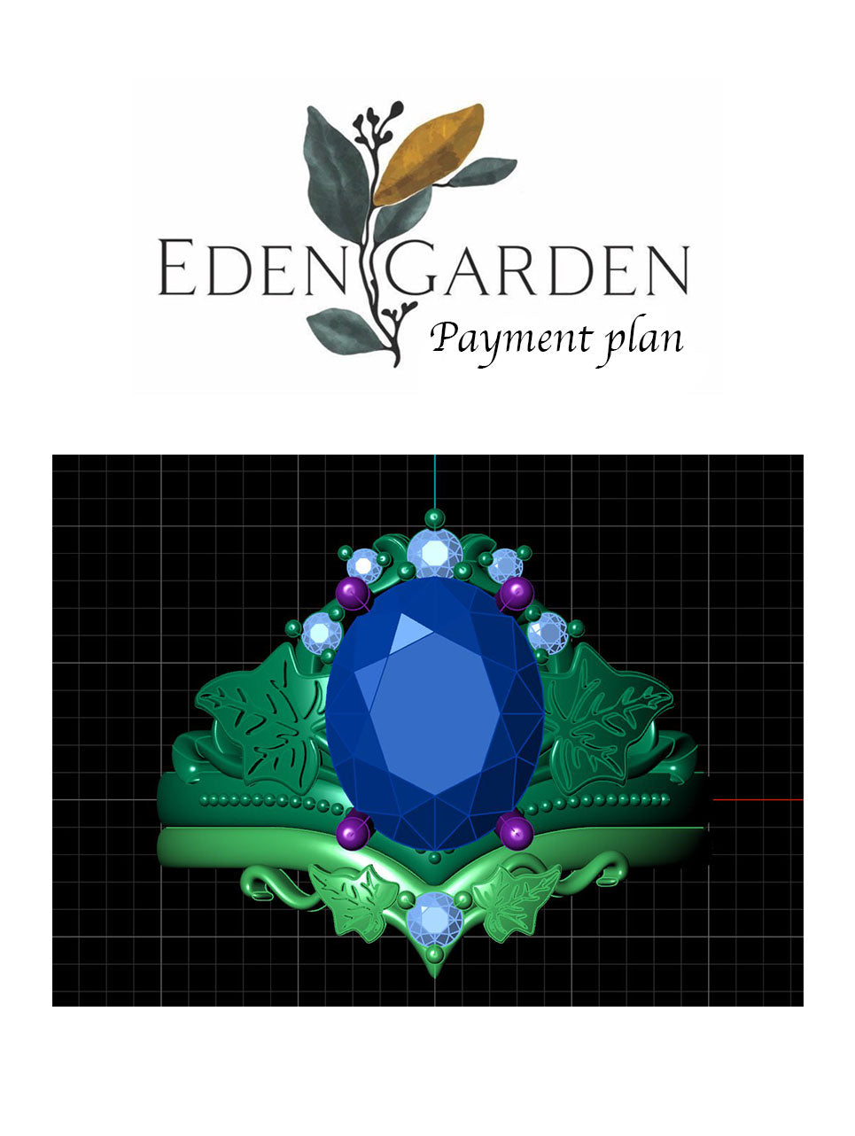 3 instalments payment plan | Custom Ariadne bridal ring set, oval cut gemstone setting - Eden Garden Jewelry™