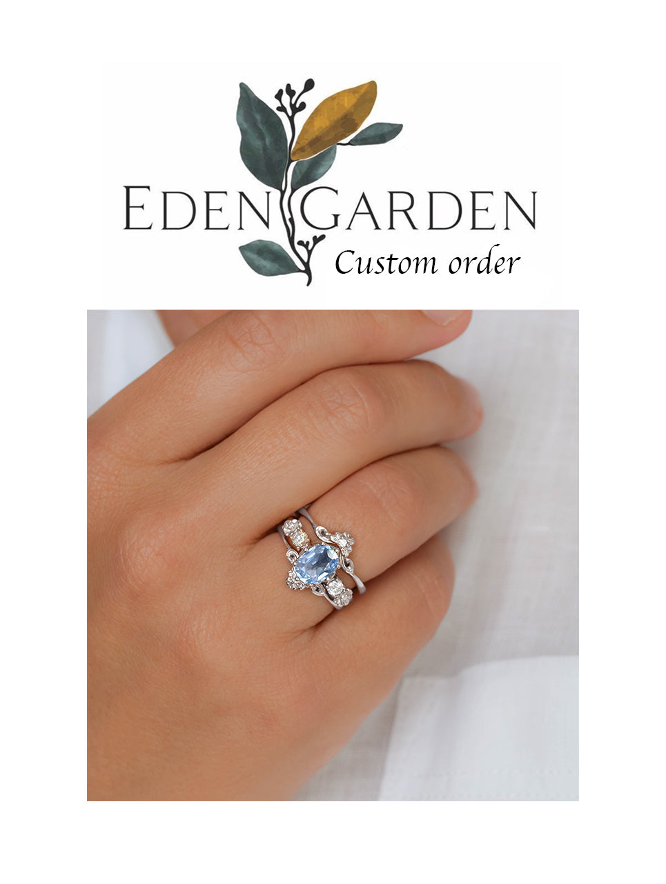 Custom order: Trio engagement ring set / Fiorella - Eden Garden Jewelry™