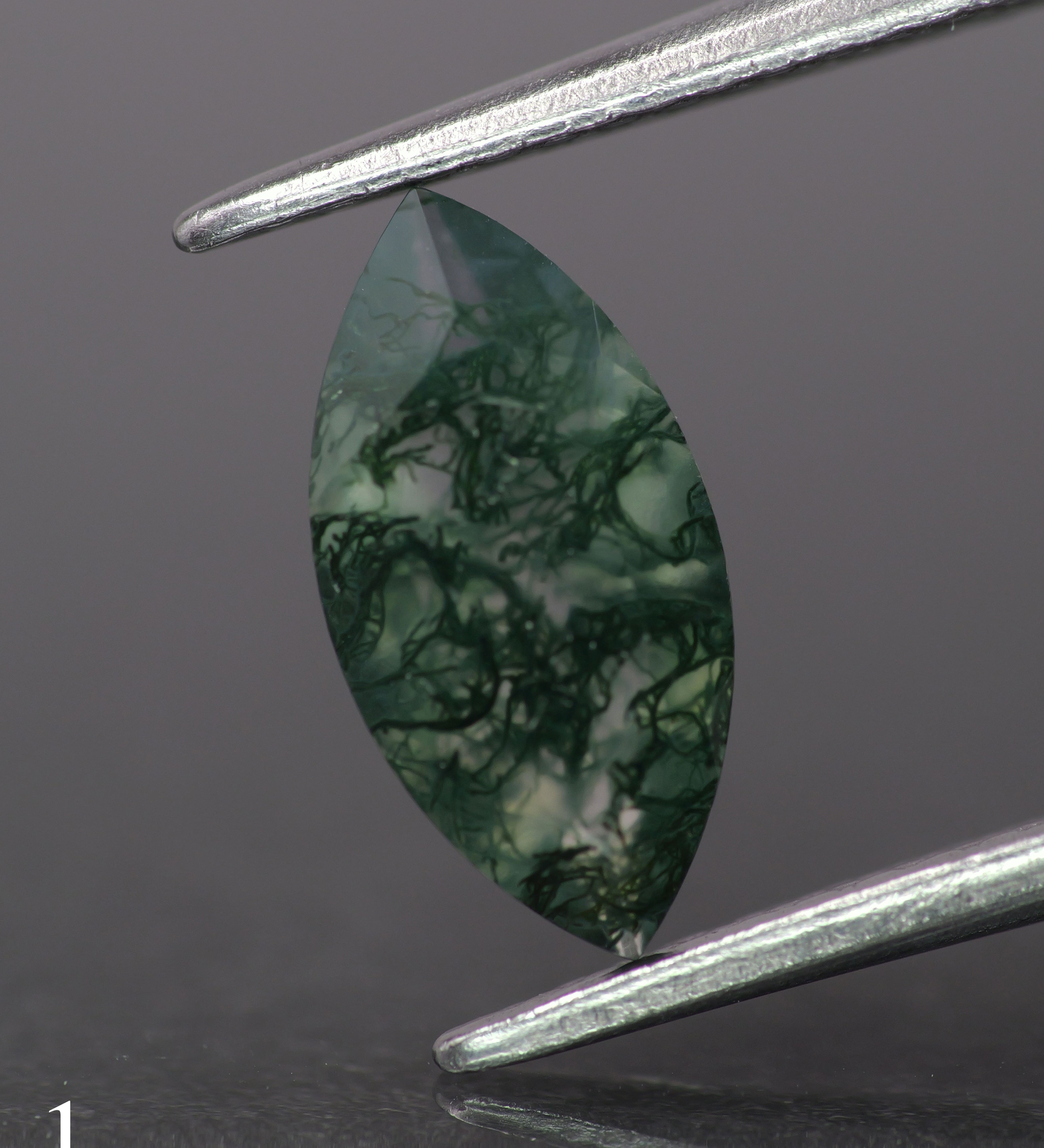 Moss agate | green color, marquise-cut, 10x5mm, 0.8ct - choose yours