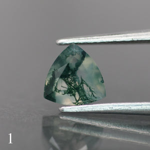 Moss agate | green color, trillion-cut, 6mm, 0.5ct - choose yours