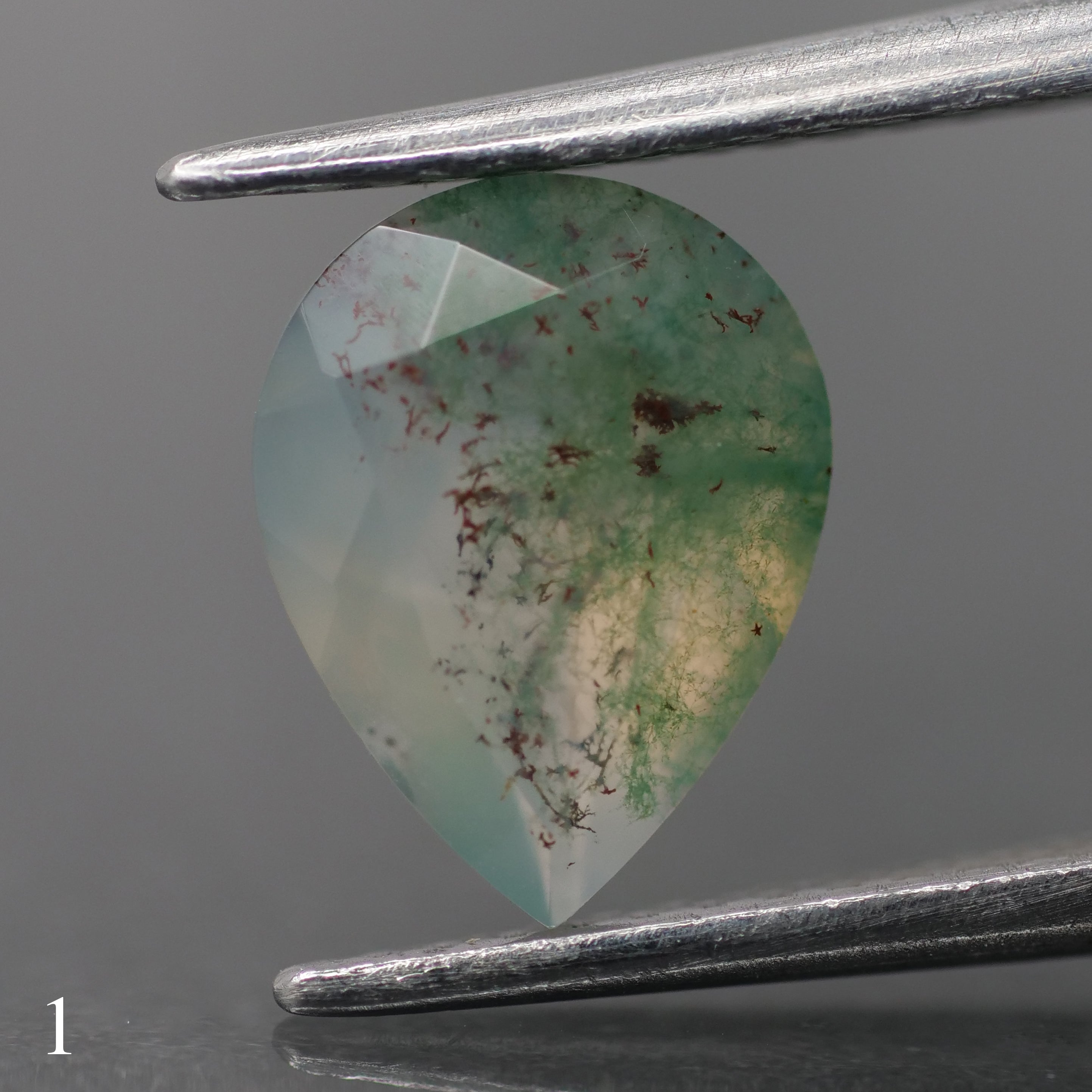 Moss agate | green color, pear-cut, 9x7mm, 1.2ct - choose yours - Eden Garden Jewelry™