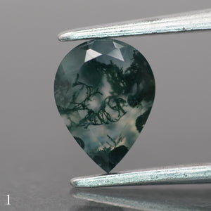 Moss agate | green color, pear-cut, 8x6mm, 0.80ct - choose yours