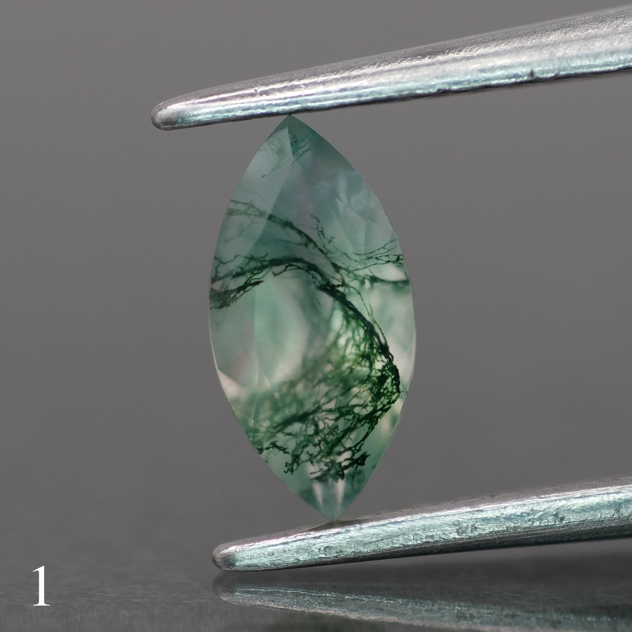 Moss agate | green color, marquise-cut, 8x4mm, 0.6ct - choose yours