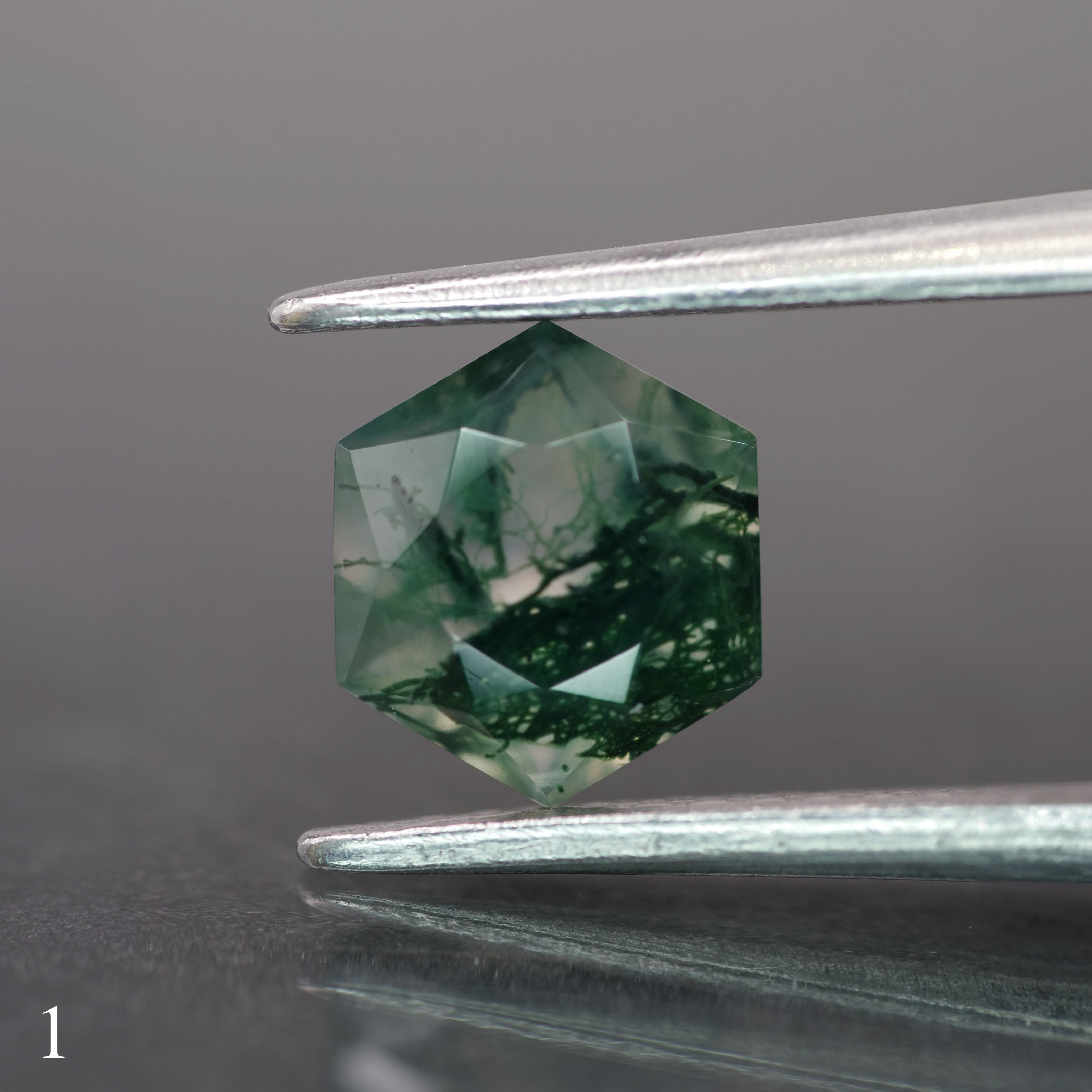 Moss agate | green color, hexagon-cut, 6mm, 0.75ct - choose yours - Eden Garden Jewelry™