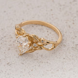 Art Nouveau Engagement Ring with Pear-Cut Diamond / Callisto - Eden Garden Jewelry™