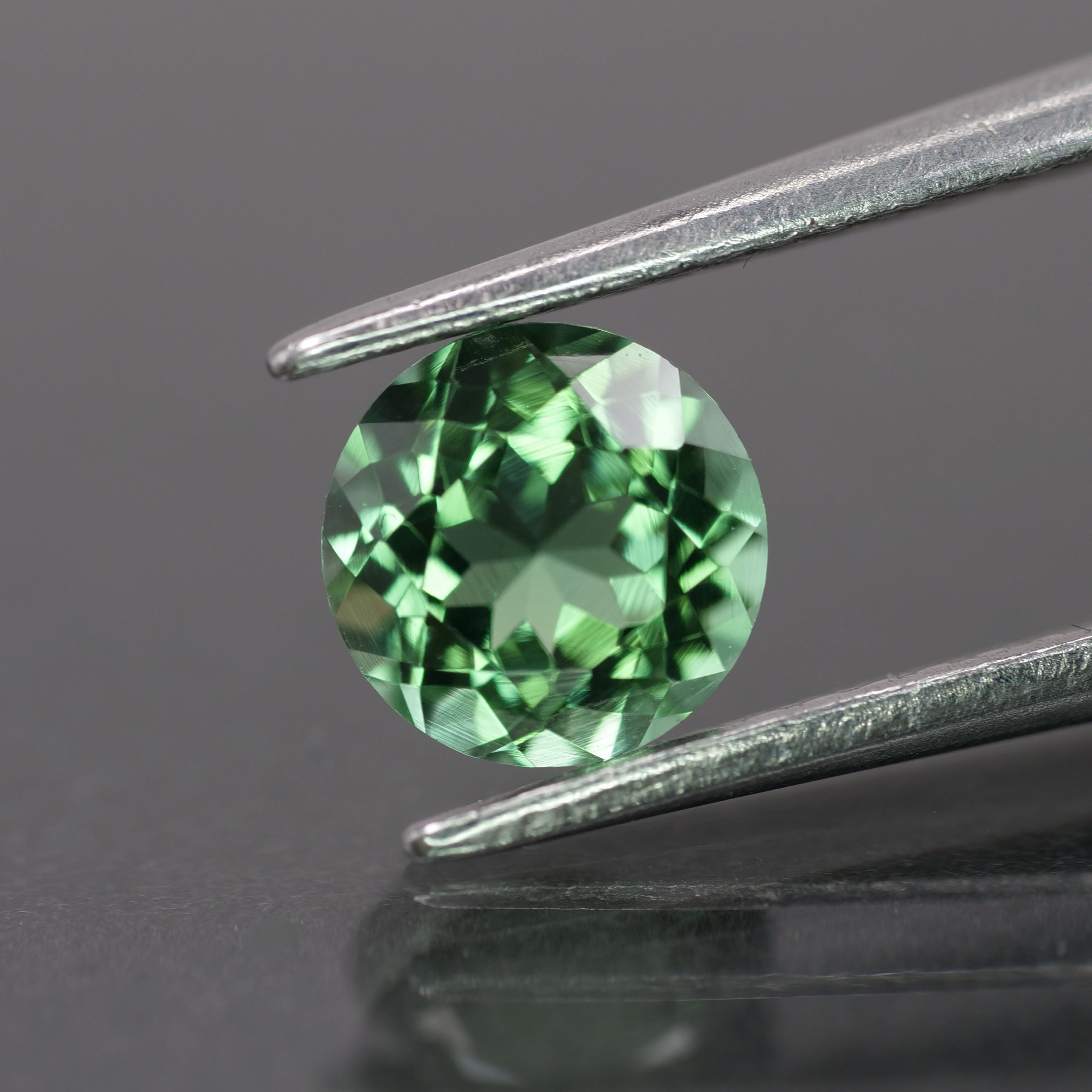 Tourmaline | natural, dark mint color, round-cut, *6mm, 0.9ct - Eden Garden Jewelry™