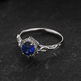 Timeless Engagement Ring with Round Royal Blue Sapphire / Florentina - Eden Garden Jewelry™