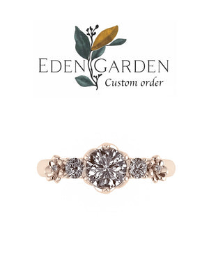 Custom order: Fiorella round | floral engagement ring with 6 mm emerald - Eden Garden Jewelry™