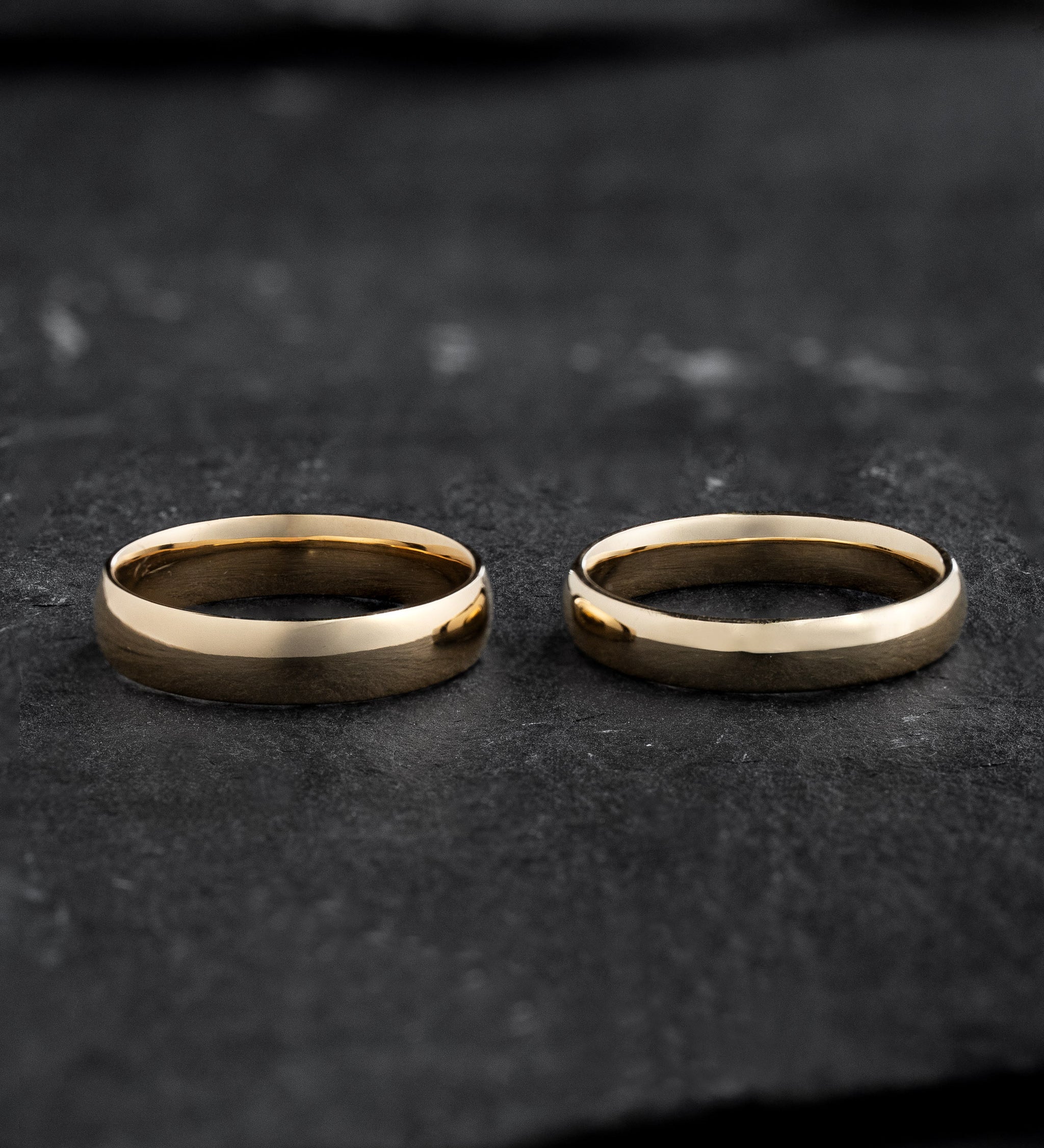 Wedding rings set for couples: classic polish finish bands 4mm & 5mm - Eden Garden Jewelry™