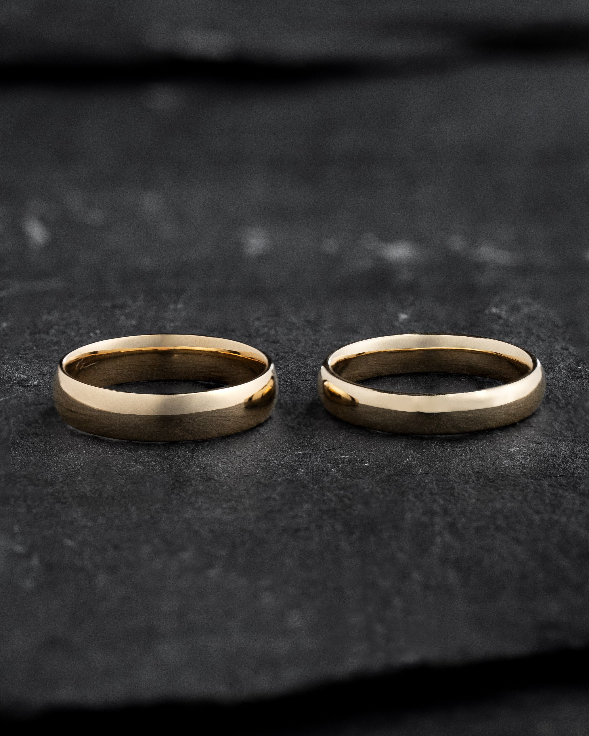 Wedding rings set for couples: classic polish finish bands 4mm & 5mm - Eden Garden Jewelry™
