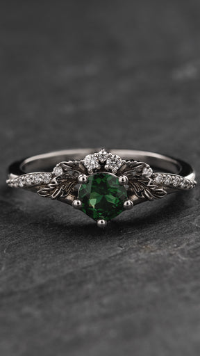 Rare tsavorite garnet engagement ring / Amelia - Eden Garden Jewelry™