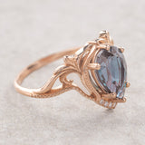 Bridal ring set with big pear cut lab alexandrite / Lida