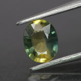 Parti Sapphire | natural, Tri-color: yellow, green & teal color, oval-cut, 7x5.5mm, 0.9ct, Madagascar - Eden Garden Jewelry™