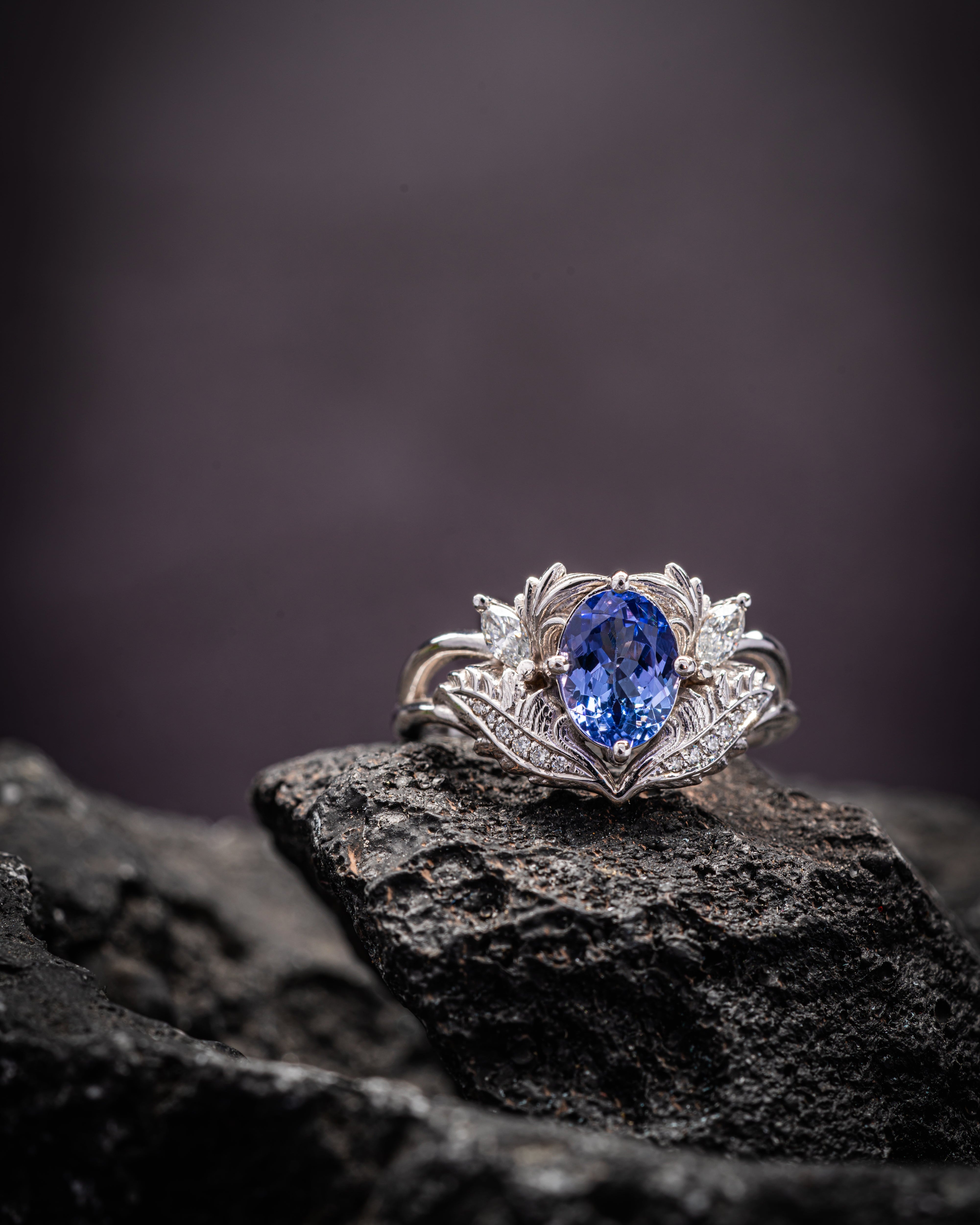 Engagement ring with tanzanite and diamonds / Adonis - Eden Garden Jewelry™
