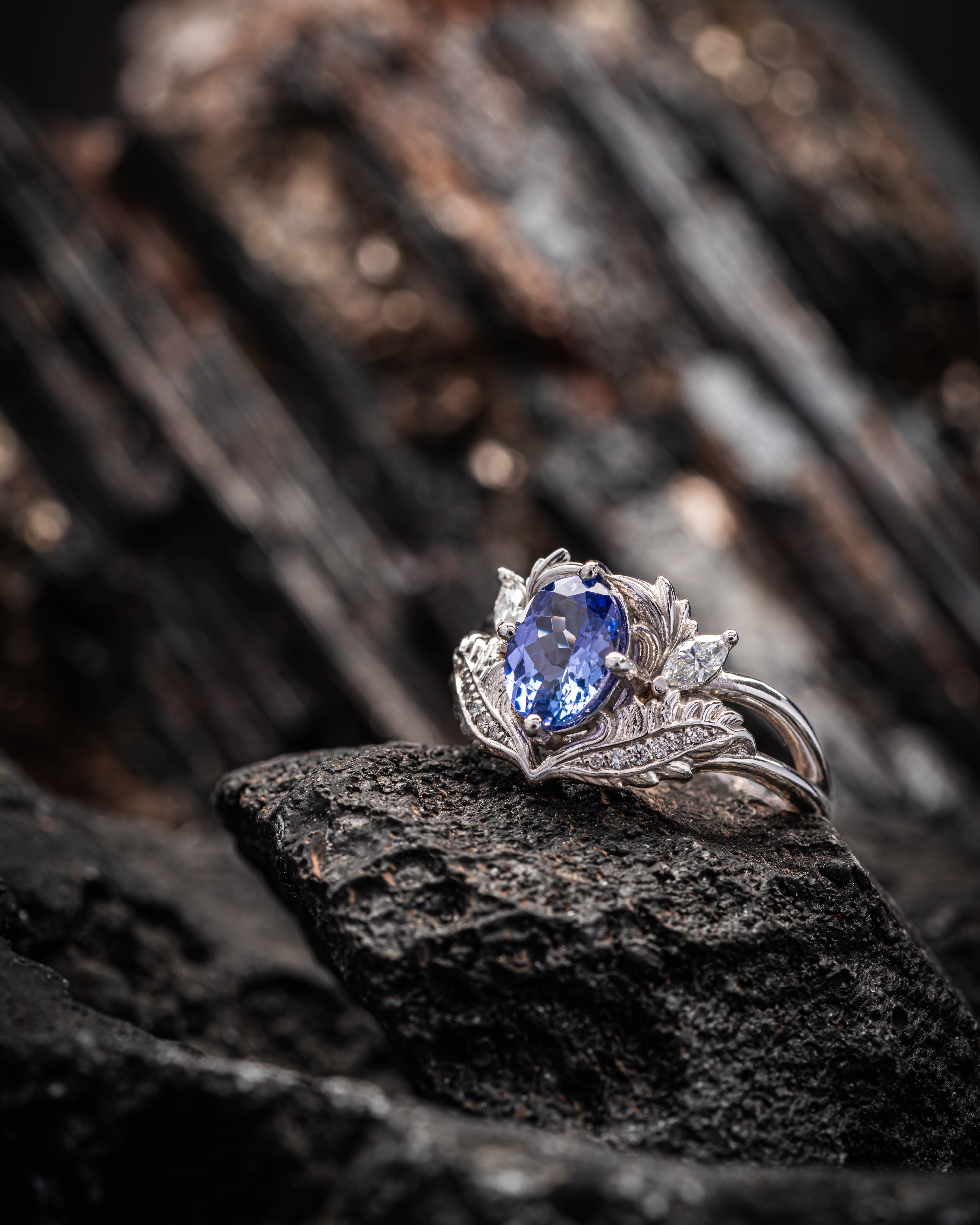 Engagement ring with tanzanite and diamonds / Adonis - Eden Garden Jewelry™