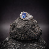 READY TO SHIP: Adonis in 14K white gold, natural tanzanite 8x6 mm, diamonds, RING SIZE 5.5 - 8.5 US