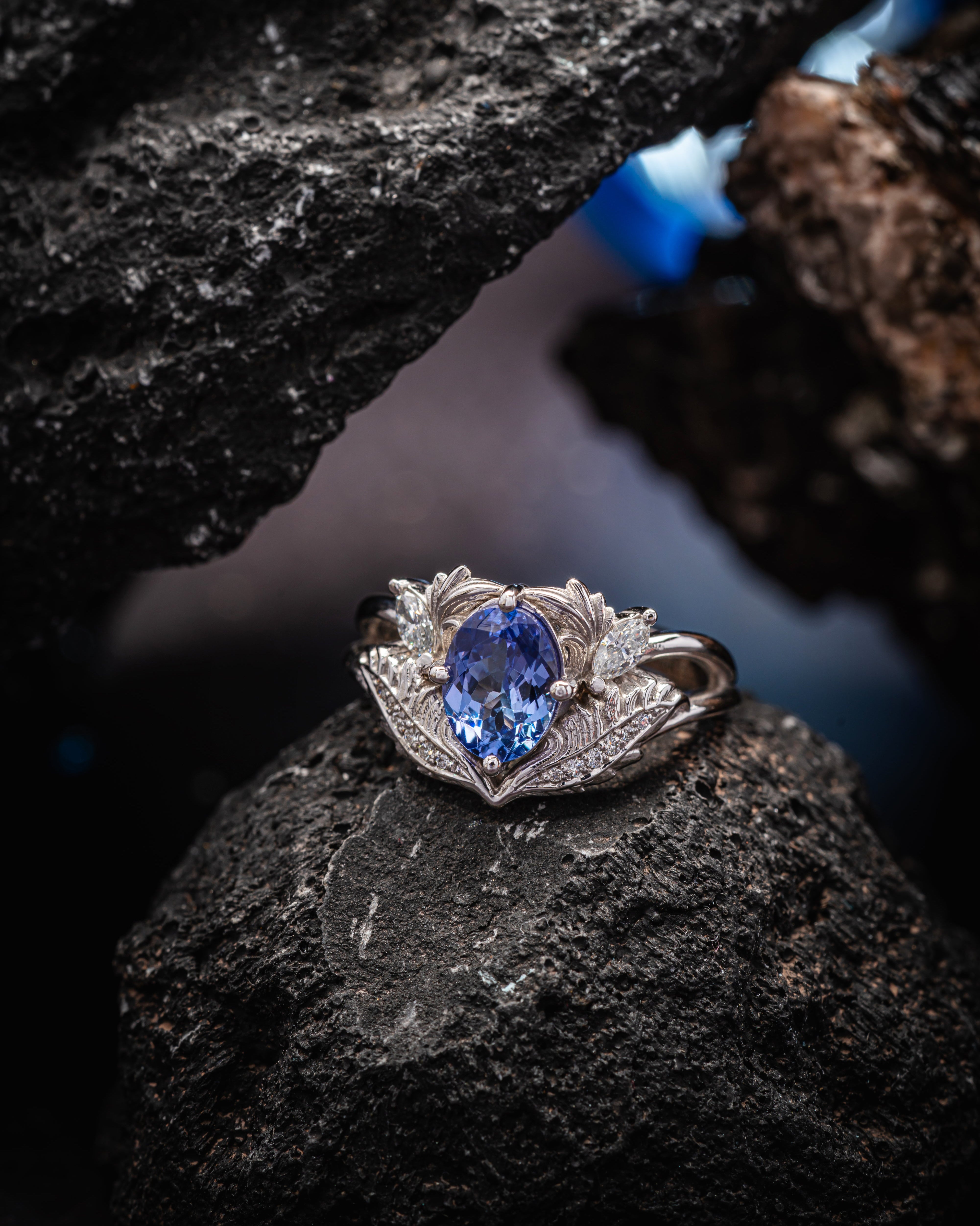 Engagement ring with tanzanite and diamonds / Adonis - Eden Garden Jewelry™