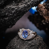 READY TO SHIP: Adonis in 14K white gold, natural tanzanite 8x6 mm, diamonds, RING SIZE 5.5 - 8.5 US