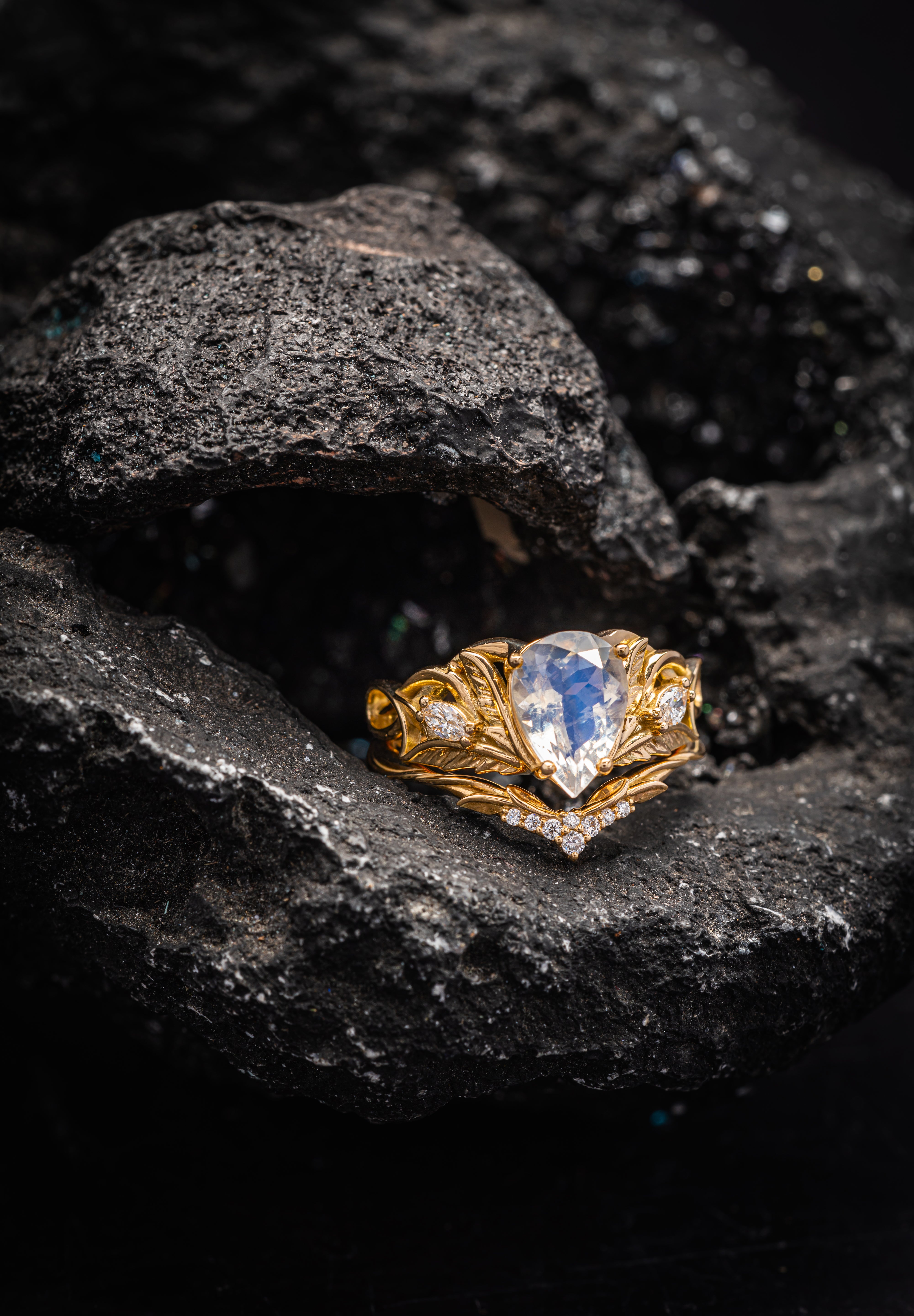 Magic Moonstone Engagement Ring for a Fantasy Bride – Eden Garden