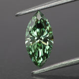 Lab grown diamond | IGI certified | marquise-cut, *9.5x4.5mm, Fancy vivid green color, VVS2, 0.73ct
