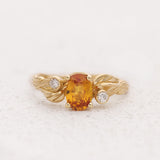READY TO SHIP: Arius ring with orange sapphire, 14K yellow gold, AVAILABLE RING SIZES: 5.5 - 8.5 US