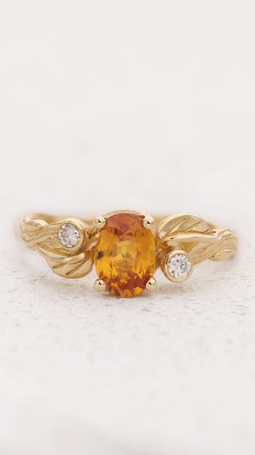 Branch engagement ring with orange sapphire and diamonds / Arius - Eden Garden Jewelry™