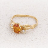 READY TO SHIP: Arius ring with orange sapphire, 14K yellow gold, AVAILABLE RING SIZES: 5.5 - 8.5 US