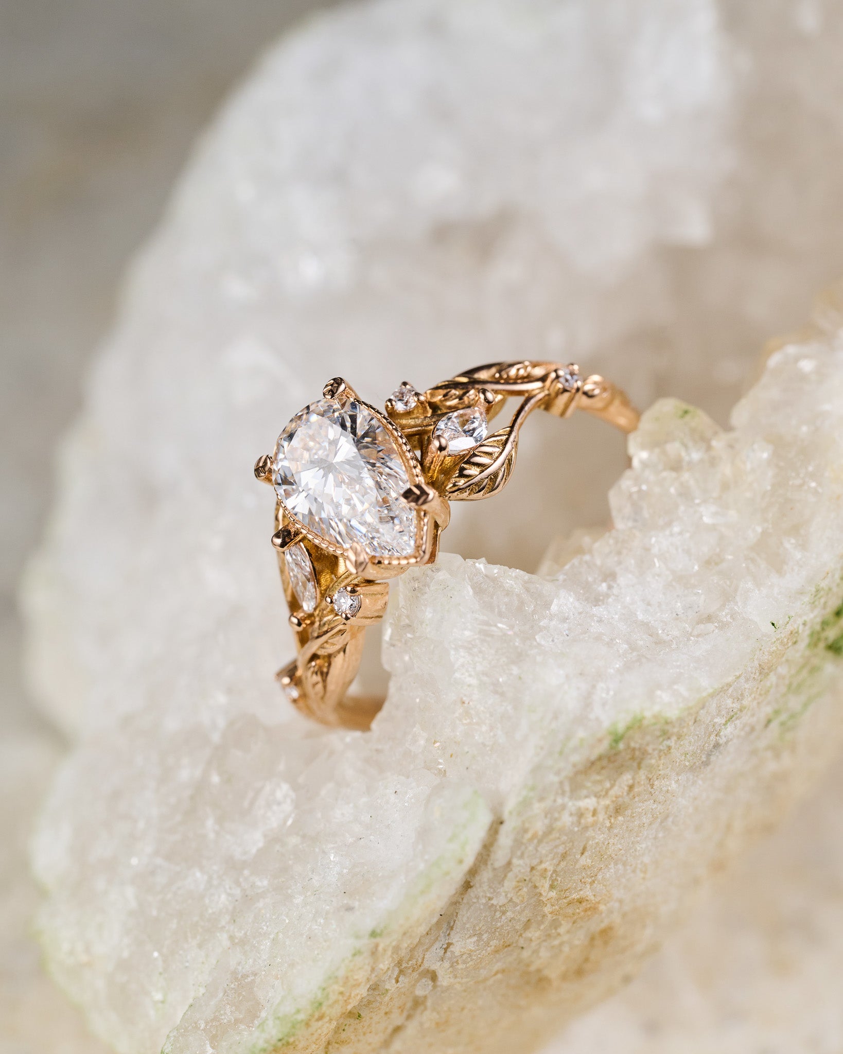 READY TO SHIP: Patricia engagement ring with sparkling lab grown diamonds, 14K rose gold, RING SIZES: 5.5 - 8.5 US - Eden Garden Jewelry™