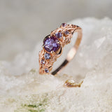 Nature inspired alexandrite engagement ring / Japanese Maple