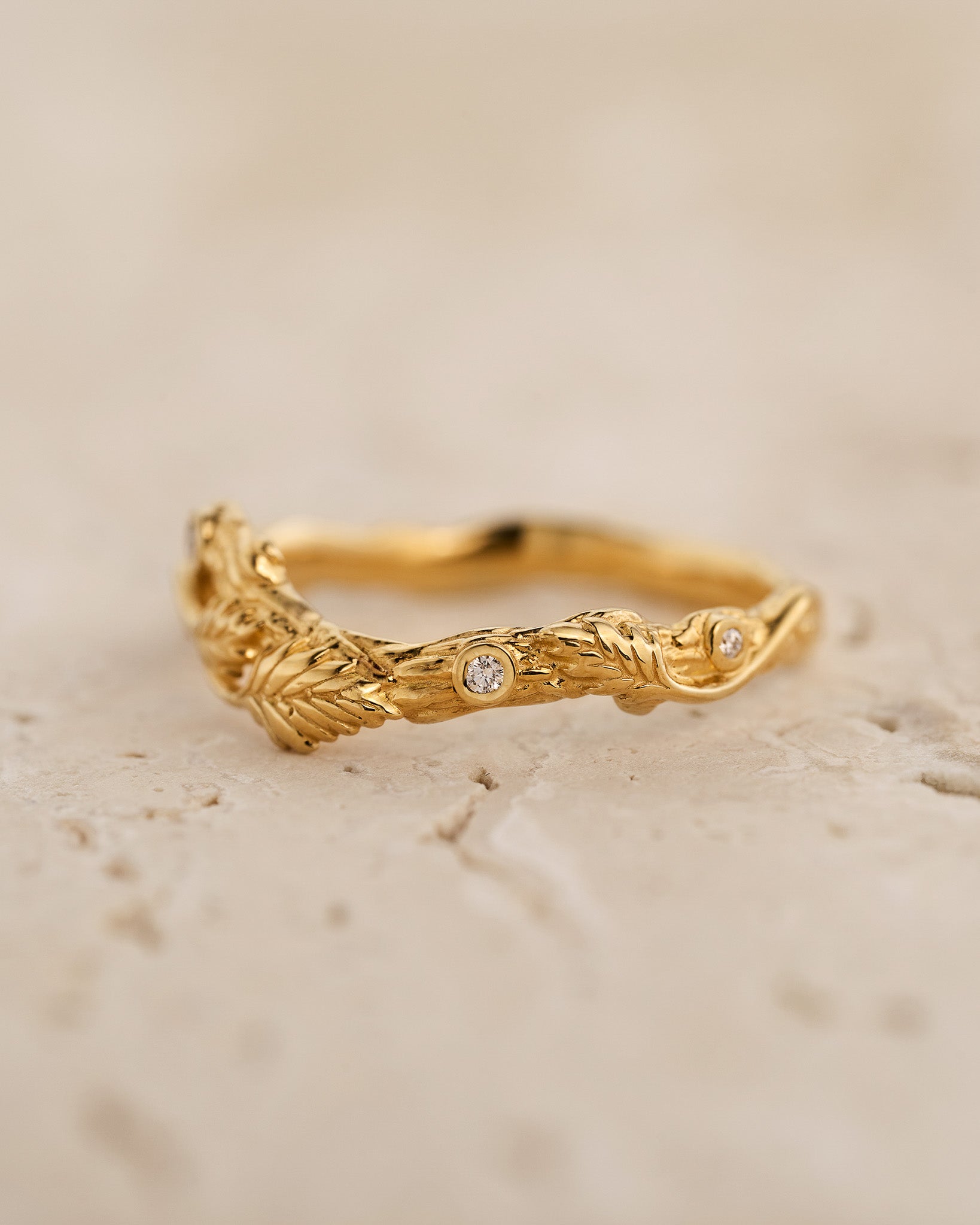 Branch wedding band with diamonds / matching band for Blooming Rose - Eden Garden Jewelry™