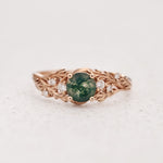 READY TO SHIP: Japanese Maple engagement ring with moss agate and diamonds, 14K rose gold, AVAILABLE RING SIZES: 7.5 - 10.5 US - Eden Garden Jewelry™