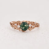 READY TO SHIP: Japanese Maple engagement ring with moss agate and diamonds, 14K rose gold, AVAILABLE RING SIZES: 7.5 - 10.5 US - Eden Garden Jewelry™