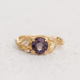 Engagement Ring with Round Color-Changing Alexandrite / Patricia